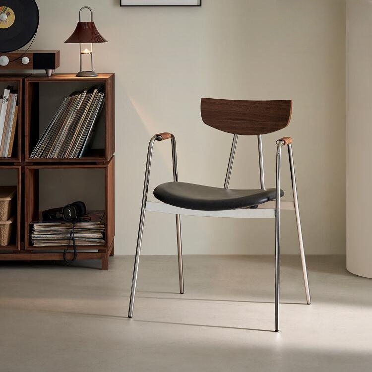 Waltz Dining Chair, Genuine Leather, Modern Minimalist, Home