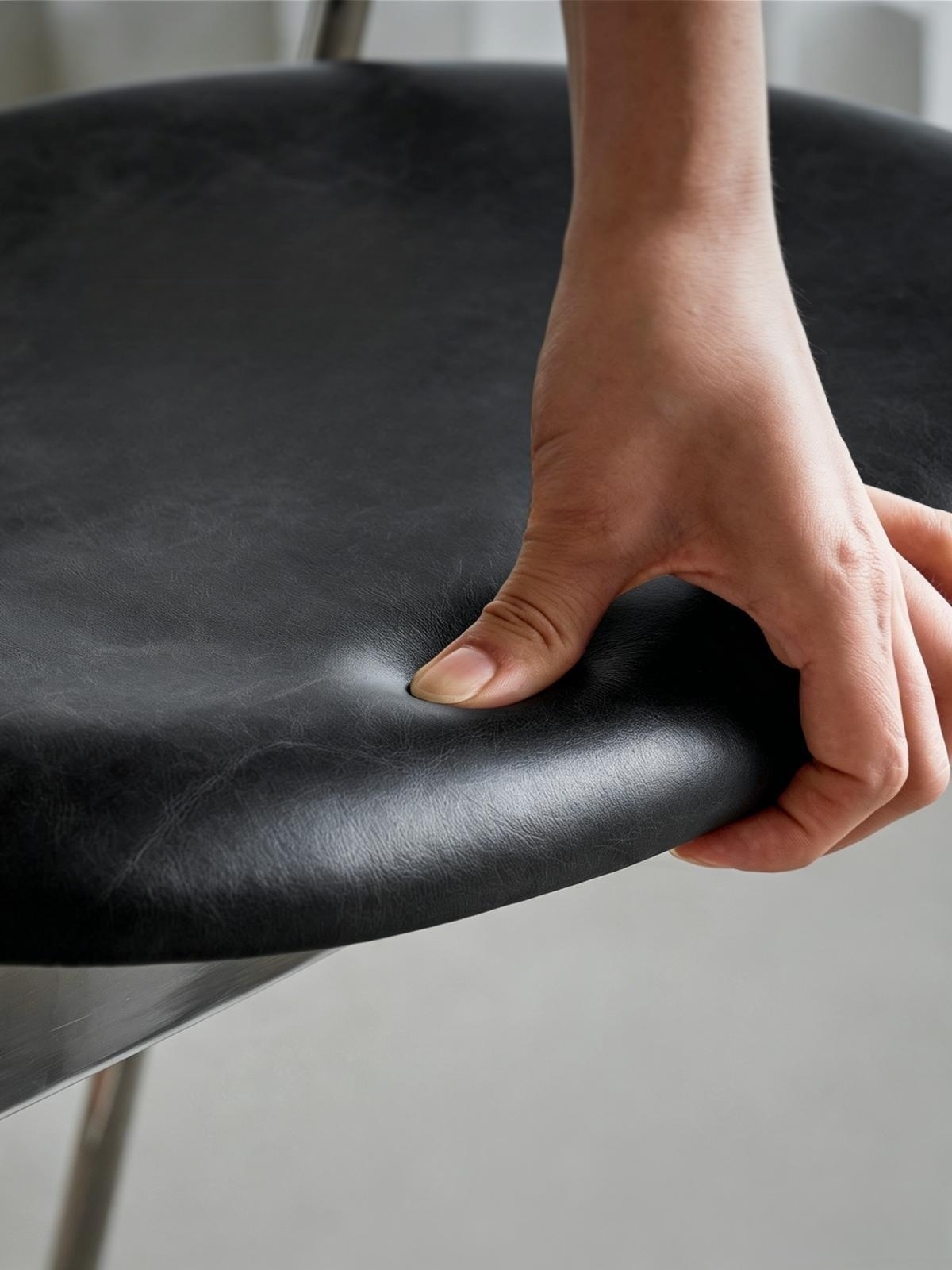 Waltz Dining Chair, Genuine Leather, Modern Minimalist, Home Use, High Back, Bauhaus Designer Chair