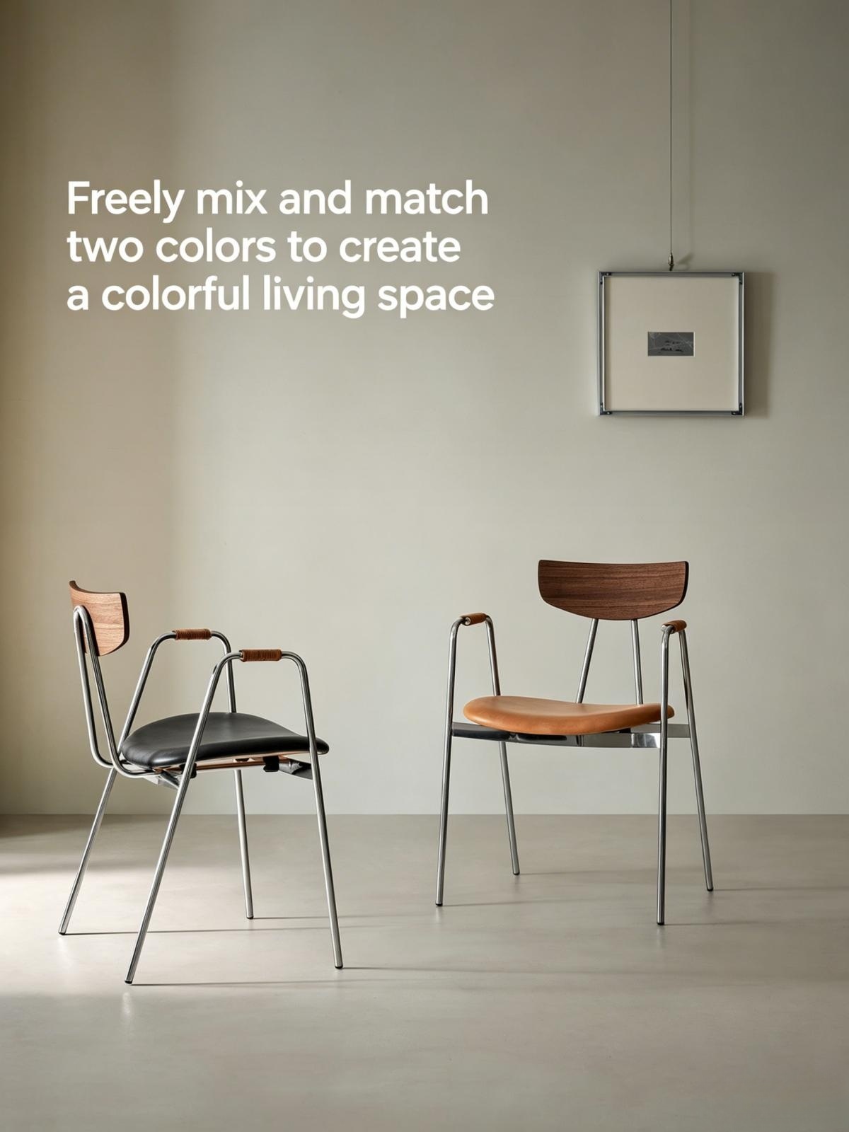 Waltz Dining Chair, Genuine Leather, Modern Minimalist, Home Use, High Back, Bauhaus Designer Chair