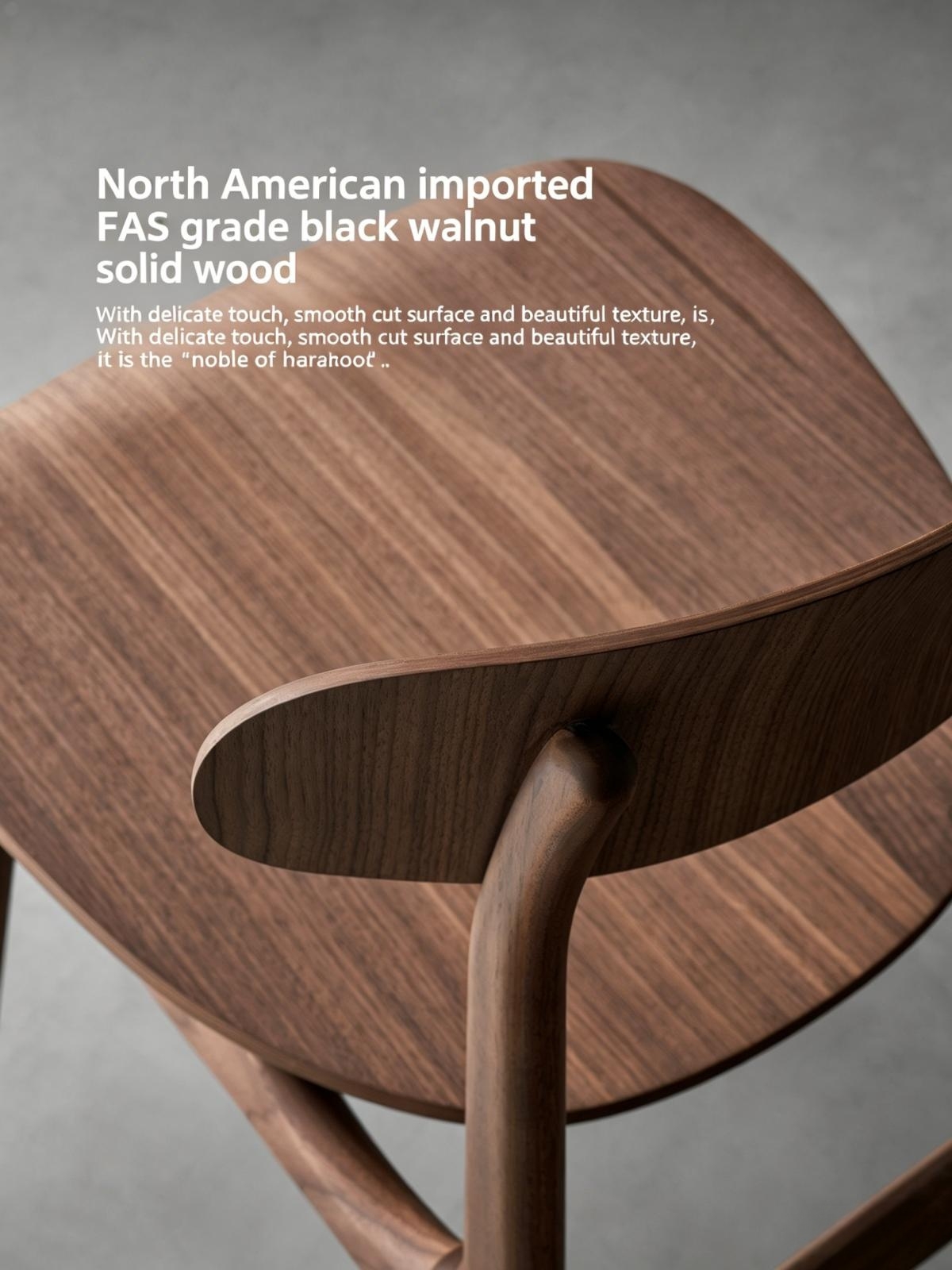 An Chair – North American Imported Solid Black Walnut Wood Dining Chair, Wabi-Sabi Style, High Back for Desk or Table
