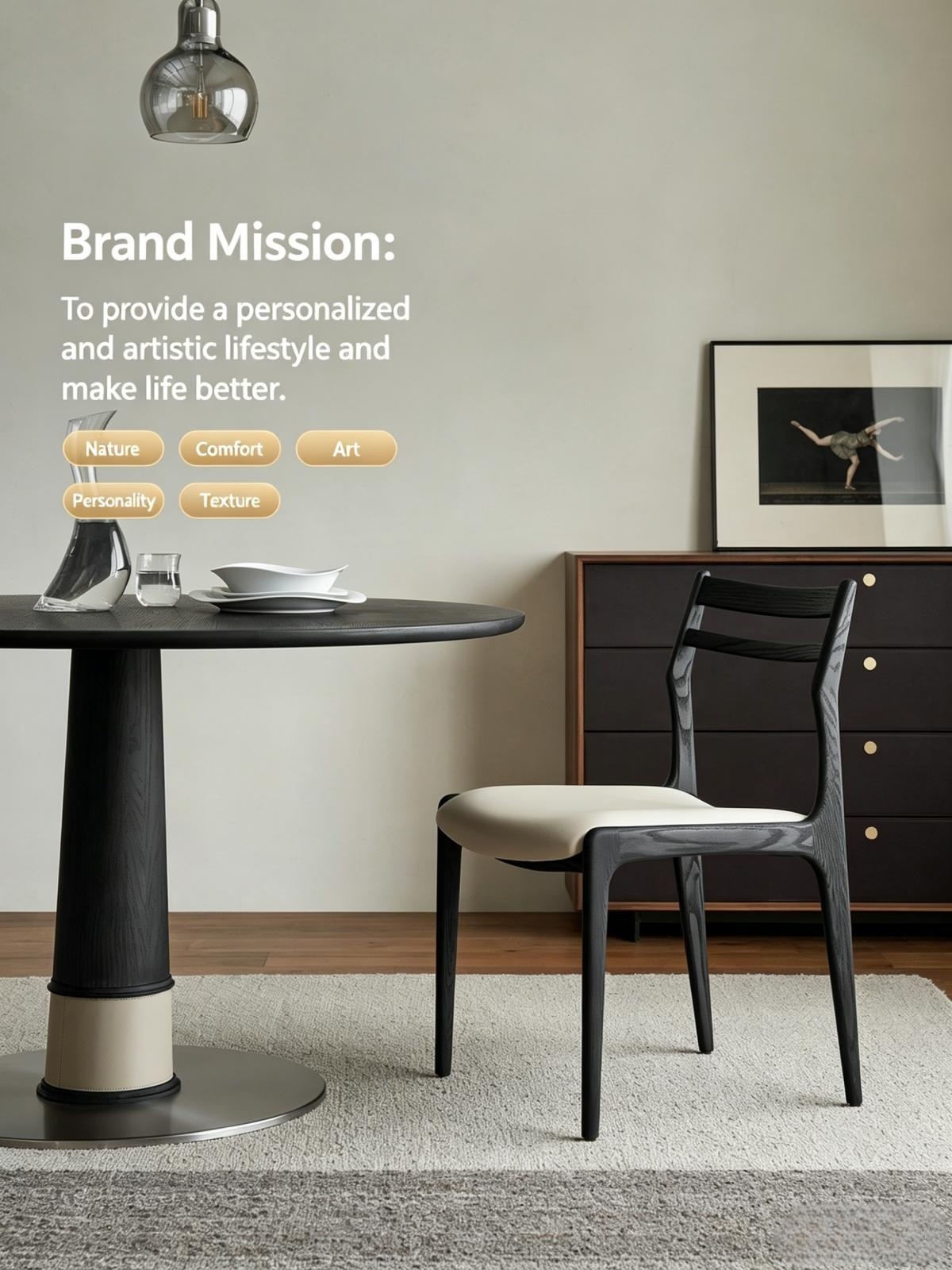Shanqiang North American Ash Wood & Black Leather Dining Chair – Italian Minimalist Designer Chair, for Dining or Desk