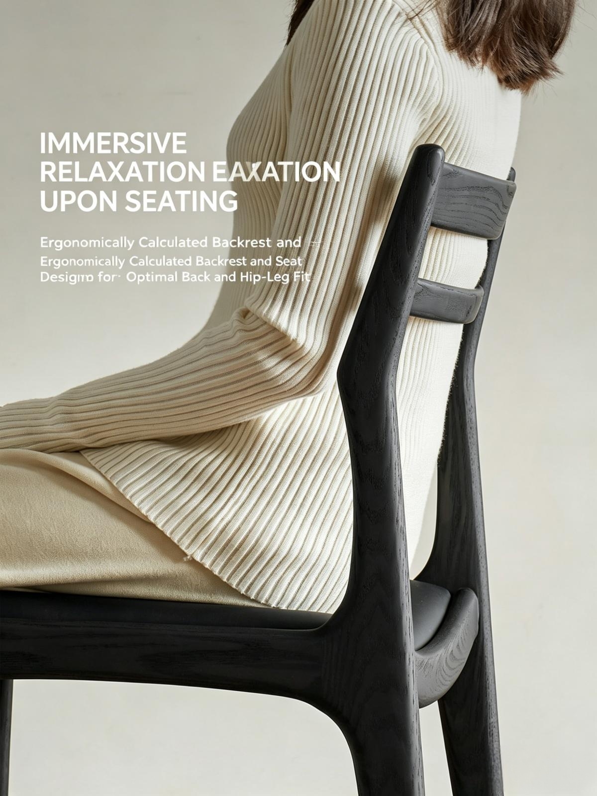 Shanqiang North American Ash Wood & Black Leather Dining Chair – Italian Minimalist Designer Chair, for Dining or Desk