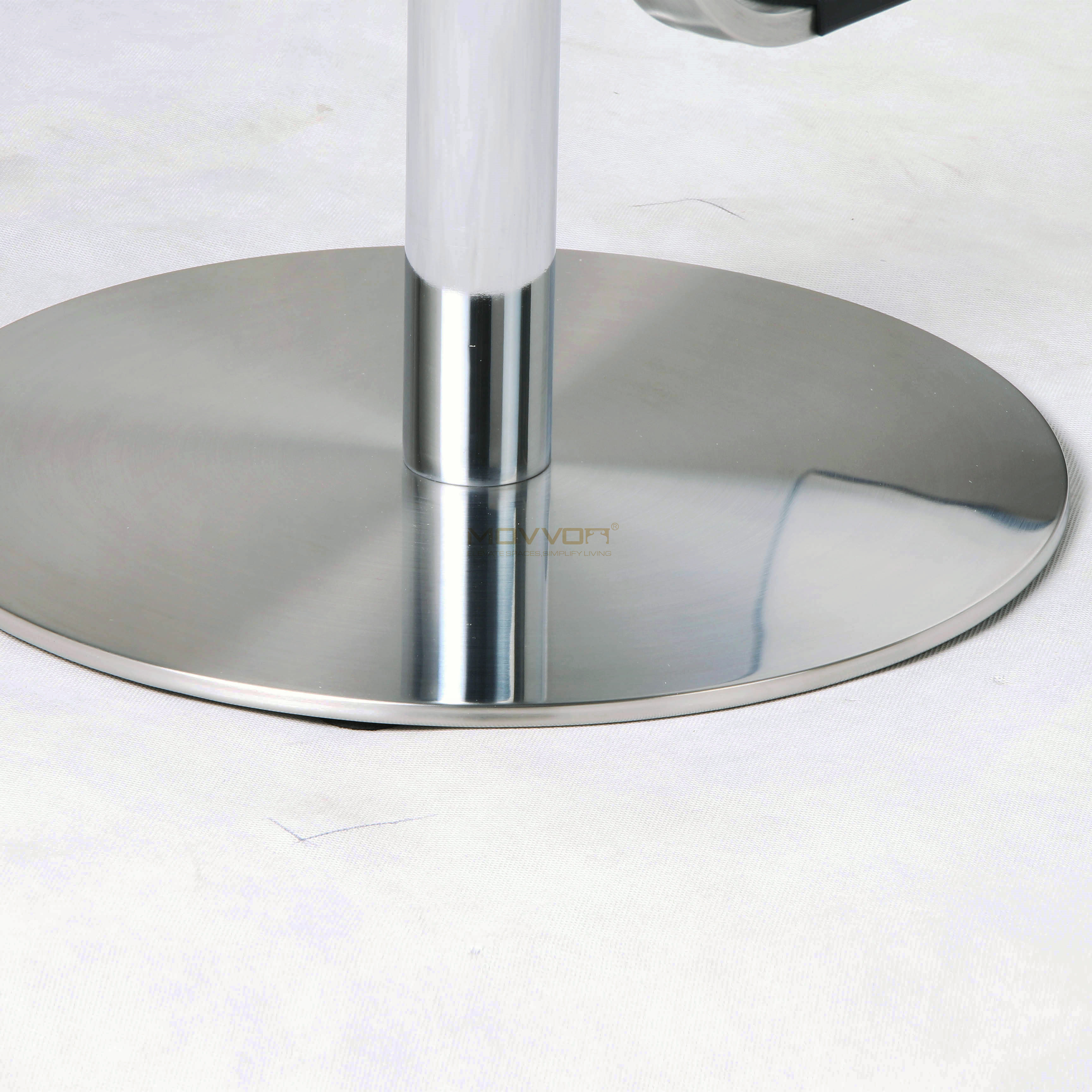 Black Cushioned Adjustable Bar Stool with Brushed Loop Metal Frame