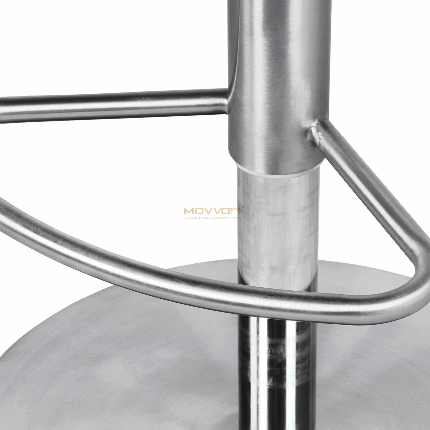 Blue Open-Ring Bar Stool with Oval Footrest and Brushed Pedestal