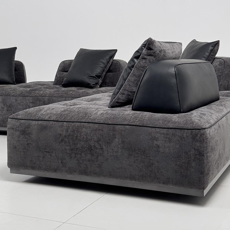 Grey Tufted Modular Sofa System for Flexible Lounge Planning