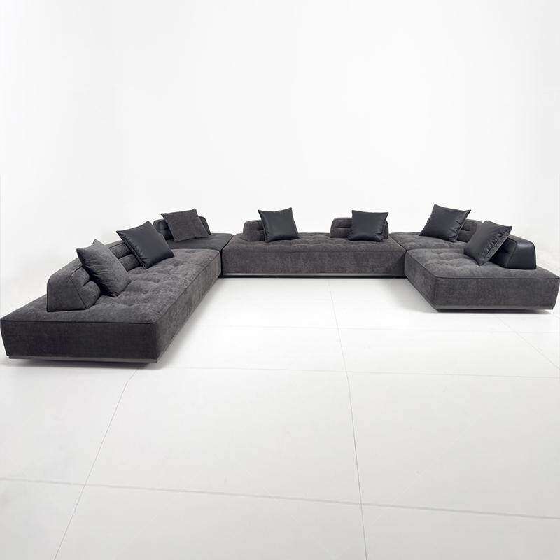 Grey Tufted Modular Sofa System for Flexible Lounge Planning