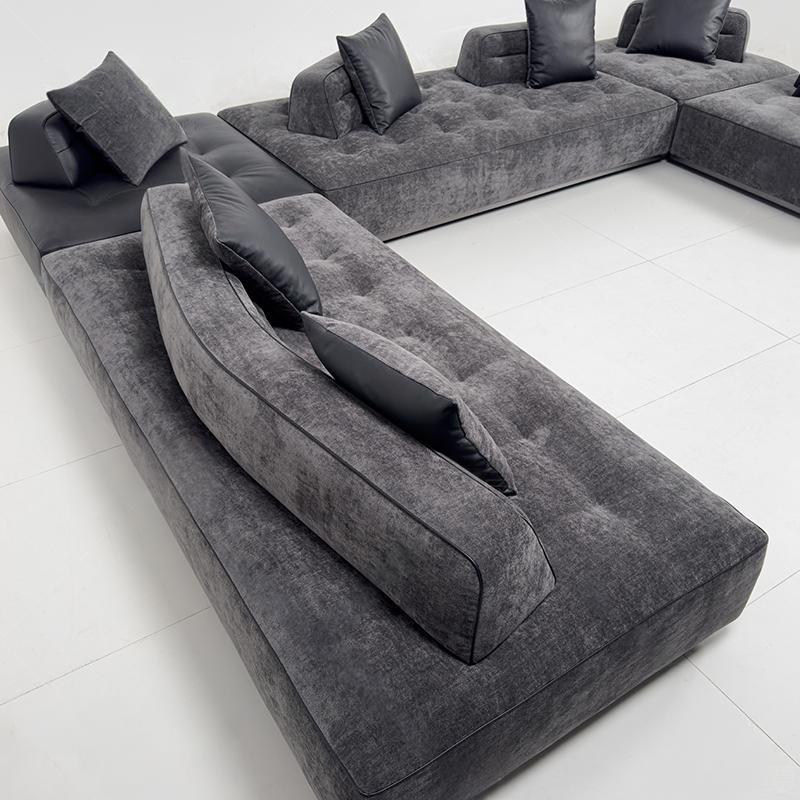 Grey Tufted Modular Sofa System for Flexible Lounge Planning
