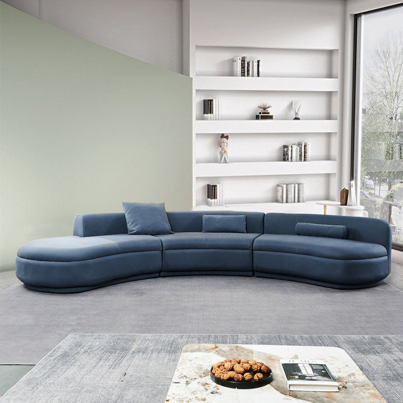 Crescent Double-Chaise Lounge Sofa for Curved Modern Living Spaces