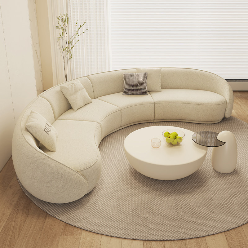 Cream Crescent Sofa for Round Conversation Lounge Layouts