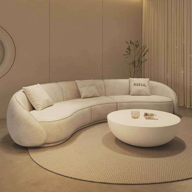 Cream Crescent Sofa for Round Conversation Lounge Layouts