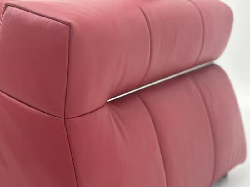 ​Rose Red Channel-Tufted Sofa with Metal Accent Back Gap